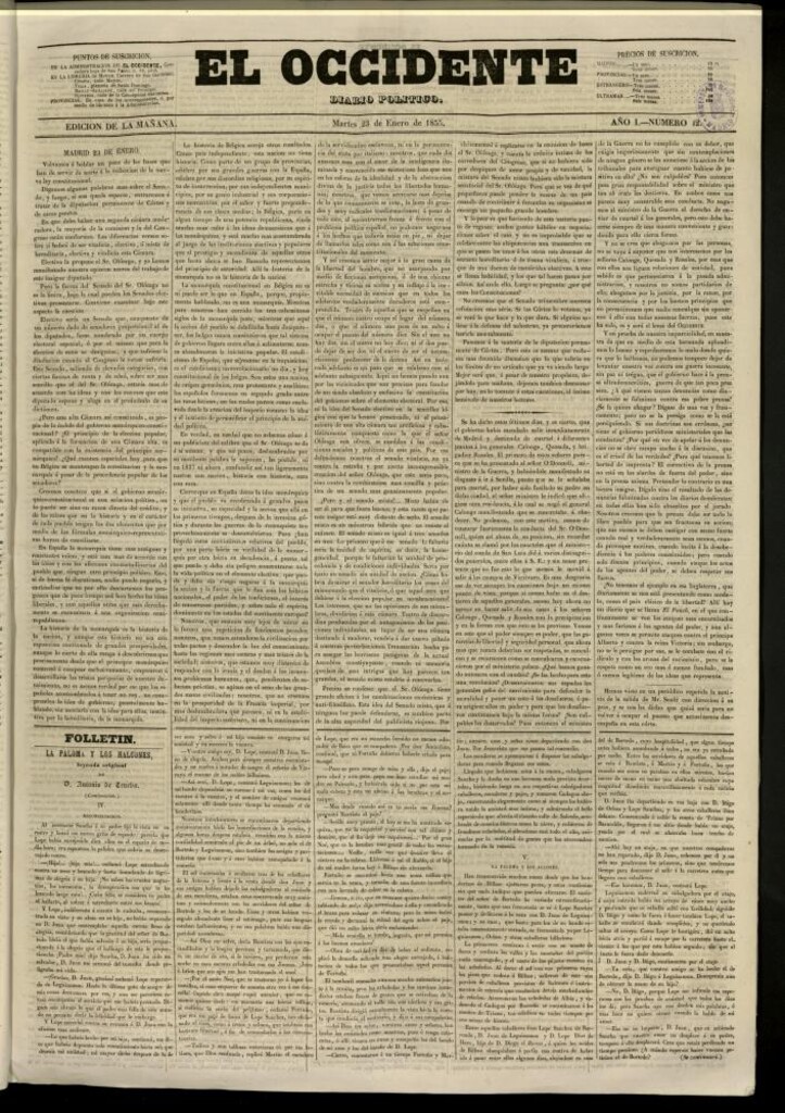 Miniatura de El Occidente: diario político del 23 de enero de 1855, nº 12