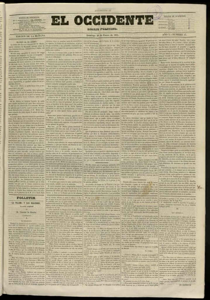Miniatura de El Occidente: diario político del 28 de enero de 1855, nº 17