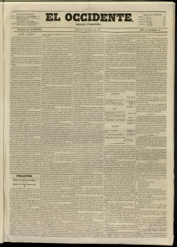 Miniatura de El Occidente: diario político del 7 de marzo de 1855, nº 49