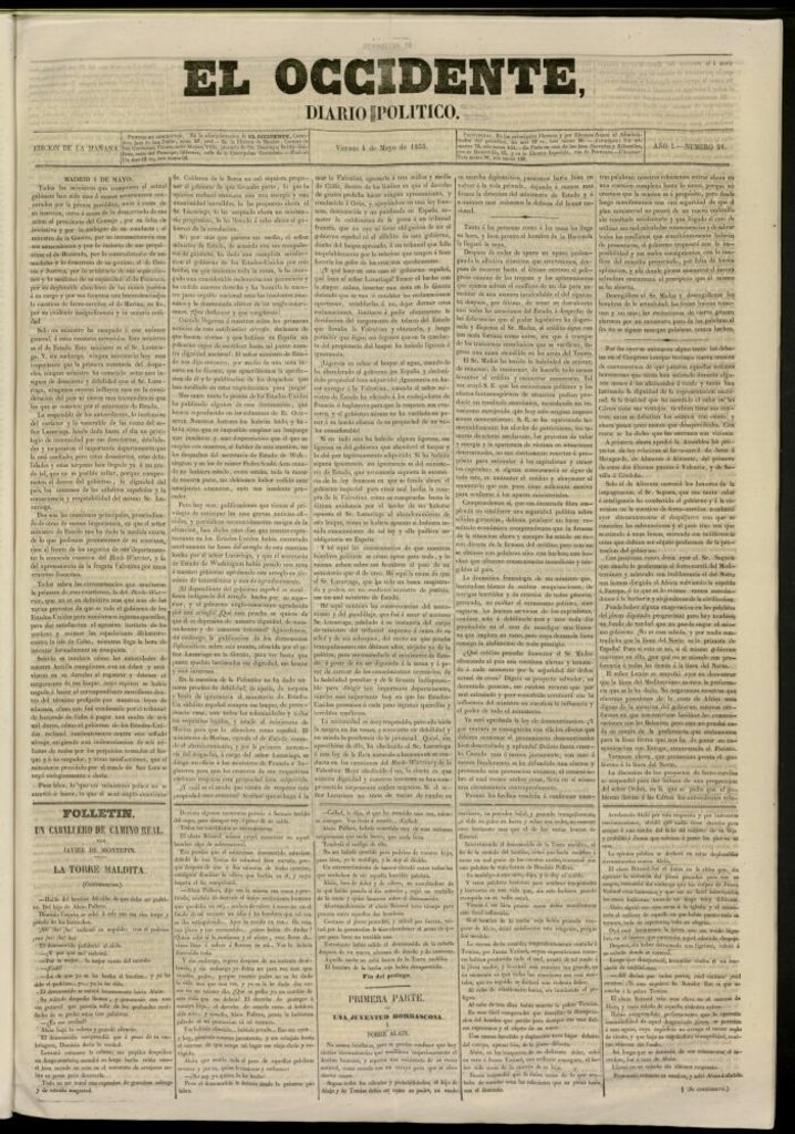 Miniatura de El Occidente: diario político del 4 de mayo de 1855, nº 98
