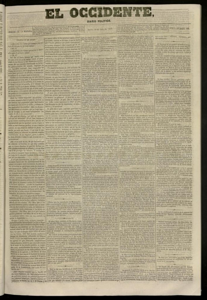 Miniatura de El Occidente: diario político del 19 de julio de 1855, nº 162