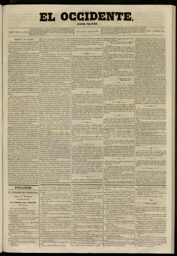 Miniatura de El Occidente: diario político del 16 de agosto de 1855, nº 186