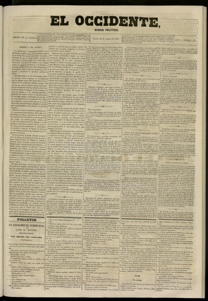 Miniatura de El Occidente: diario político del 17 de agosto de 1855, nº 187