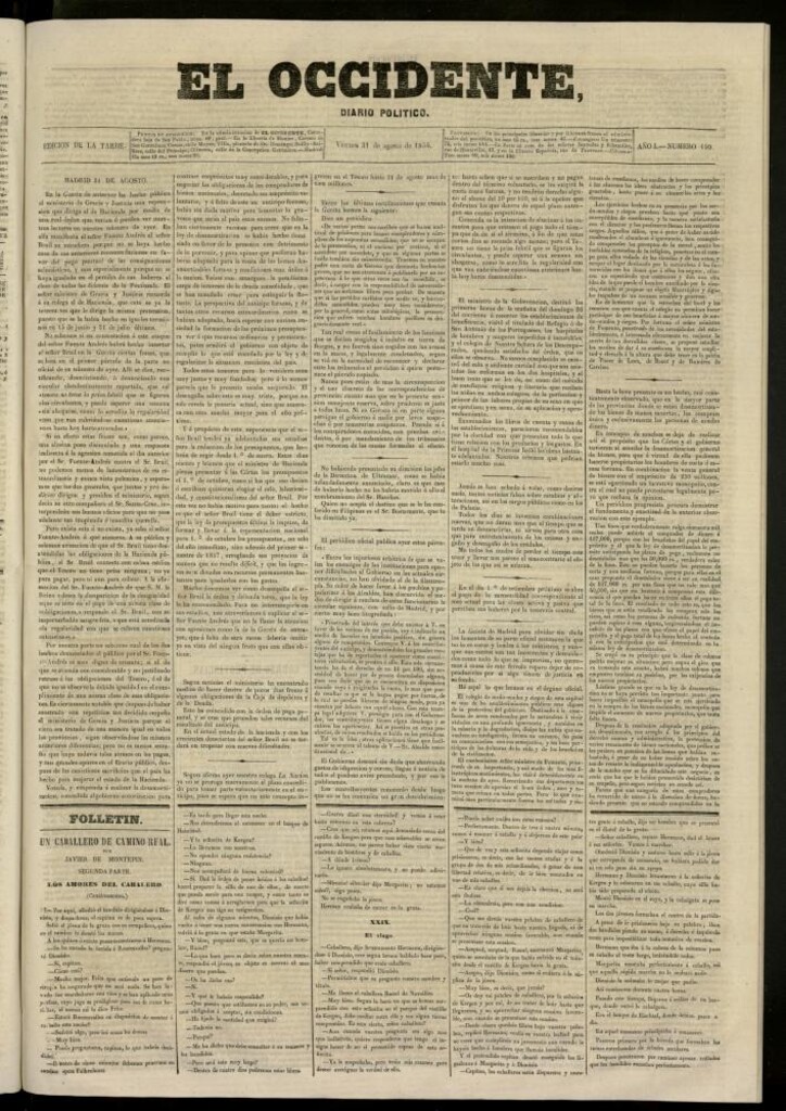 Miniatura de El Occidente: diario político del 31 de agosto de 1855, nº 199