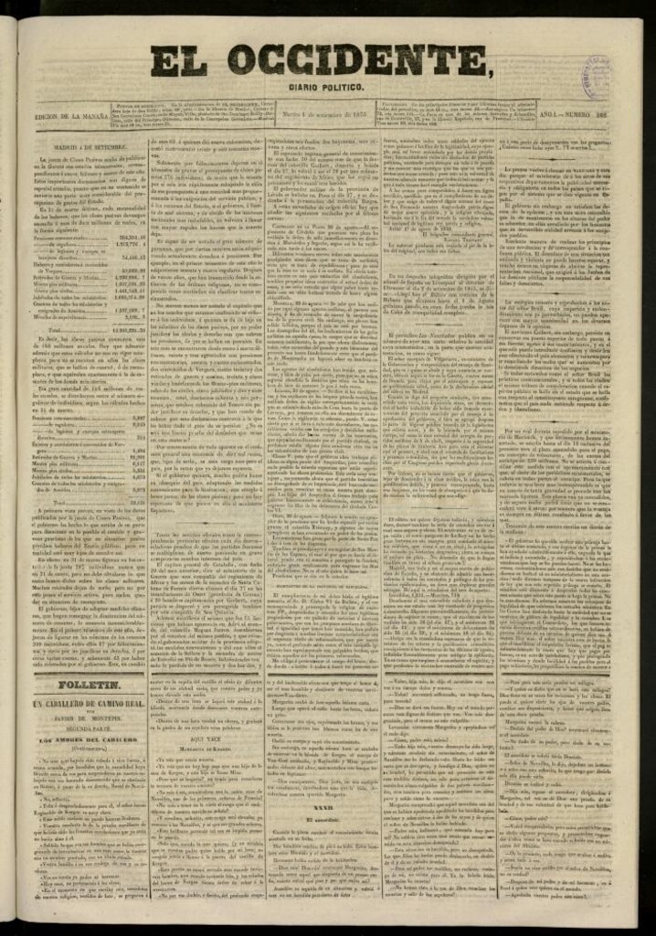 Miniatura de El Occidente: diario político del 4 de septiembre de 1855, nº 202