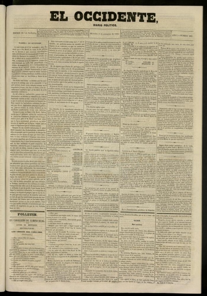 Miniatura de El Occidente: diario político del 5 de septiembre de 1855, nº 203