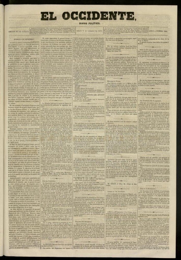Miniatura de El Occidente: diario político del 8 de septiembre de 1855, nº 206