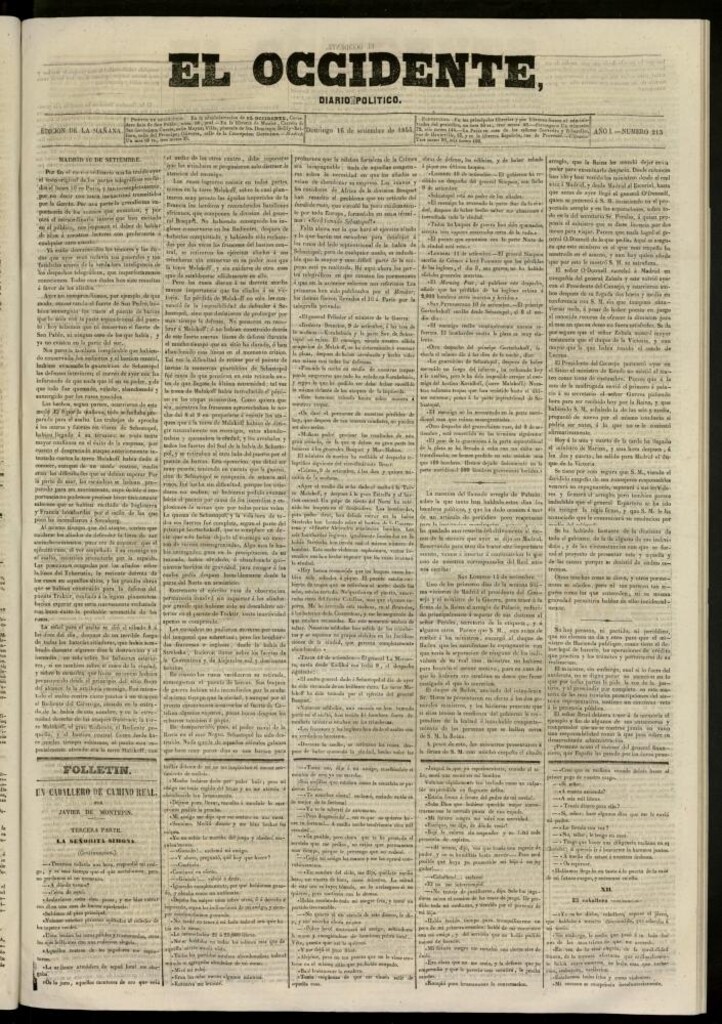 Miniatura de El Occidente: diario político del 16 de septiembre de 1855, nº 213