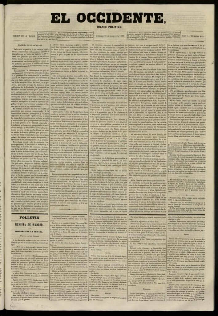 Miniatura de El Occidente: diario político del 21 de octubre de 1855, nº 243