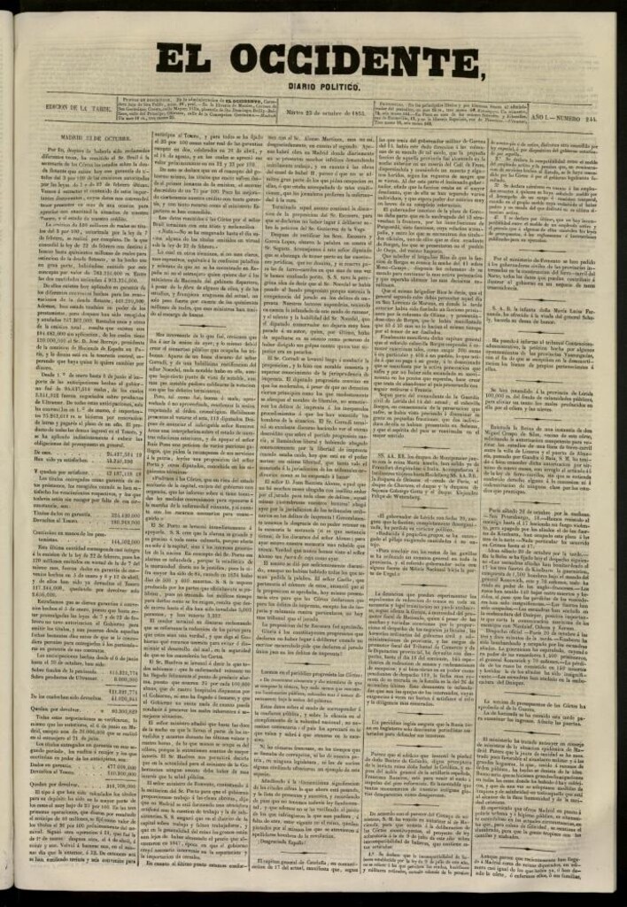 Miniatura de El Occidente: diario político del 23 de octubre de 1855, nº 244