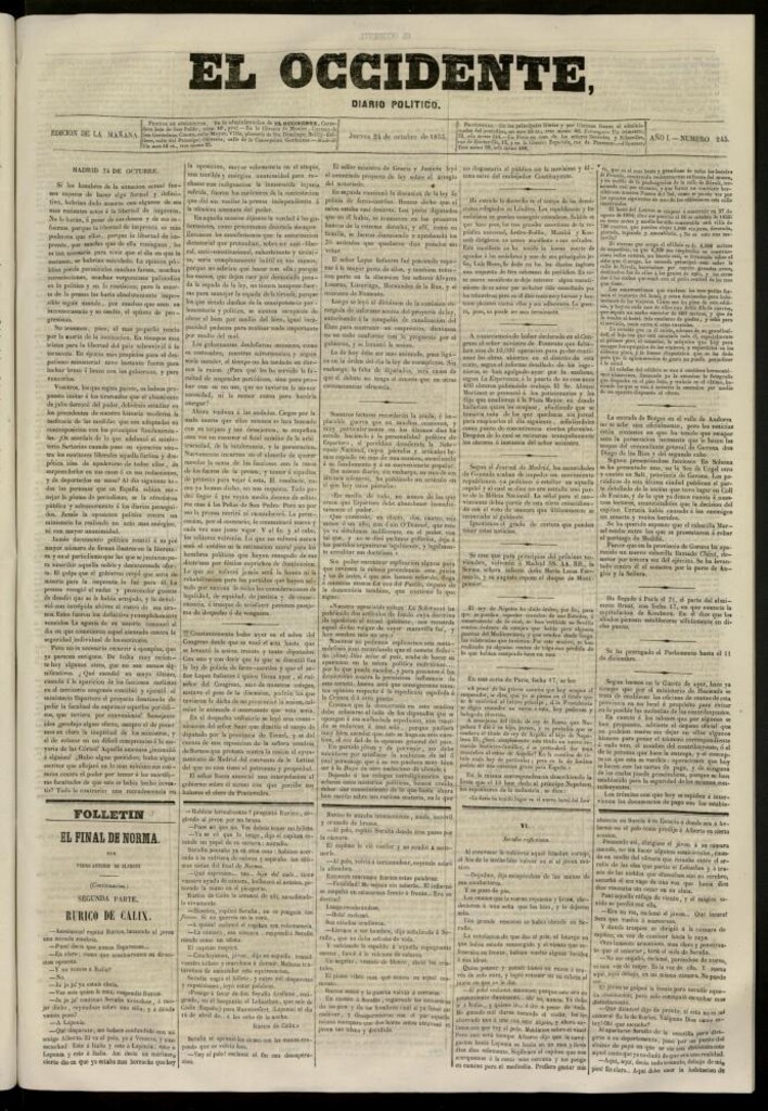 Miniatura de El Occidente: diario político del 24 de octubre de 1855, nº 245