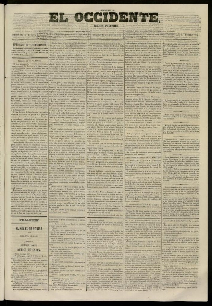 Miniatura de El Occidente: diario político del 28 de octubre de 1855, nº 249