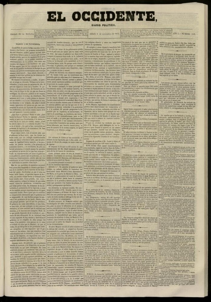 Miniatura de El Occidente: diario político del 3 de noviembre de 1855, nº 253