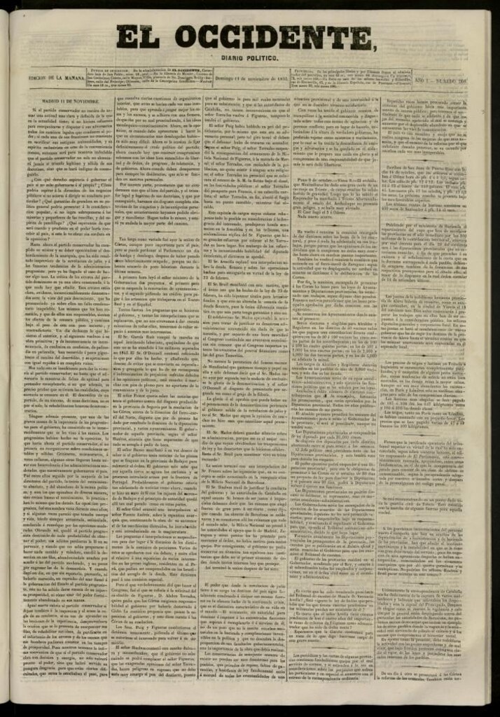Miniatura de El Occidente: diario político del 11 de noviembre de 1855, nº 260