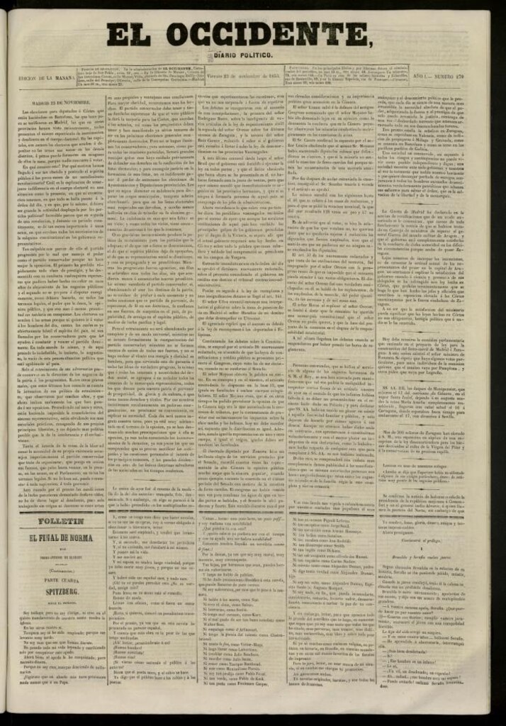 Miniatura de El Occidente: diario político del 23 de noviembre de 1855, nº 270