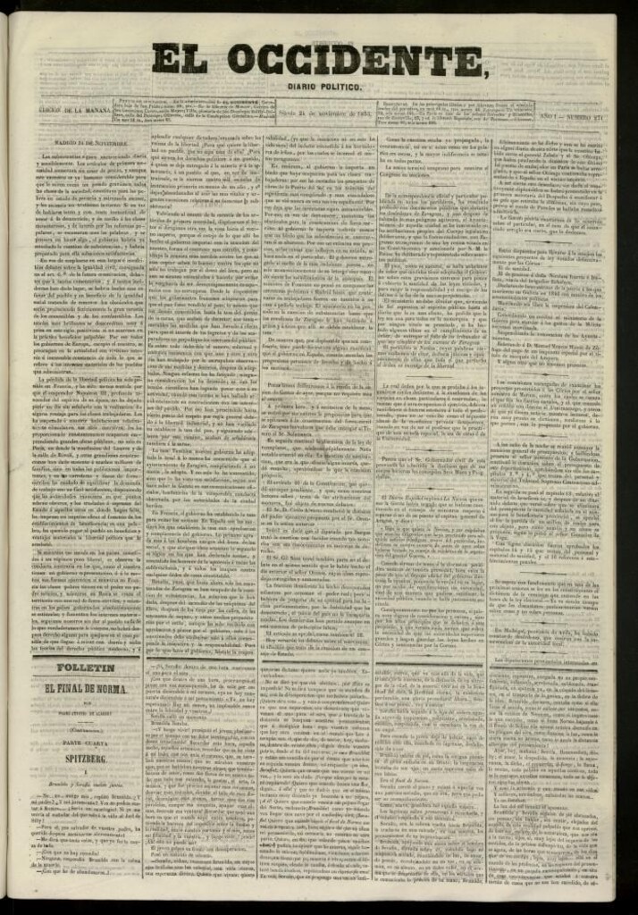 Miniatura de El Occidente: diario político del 24 de noviembre de 1855, nº 271