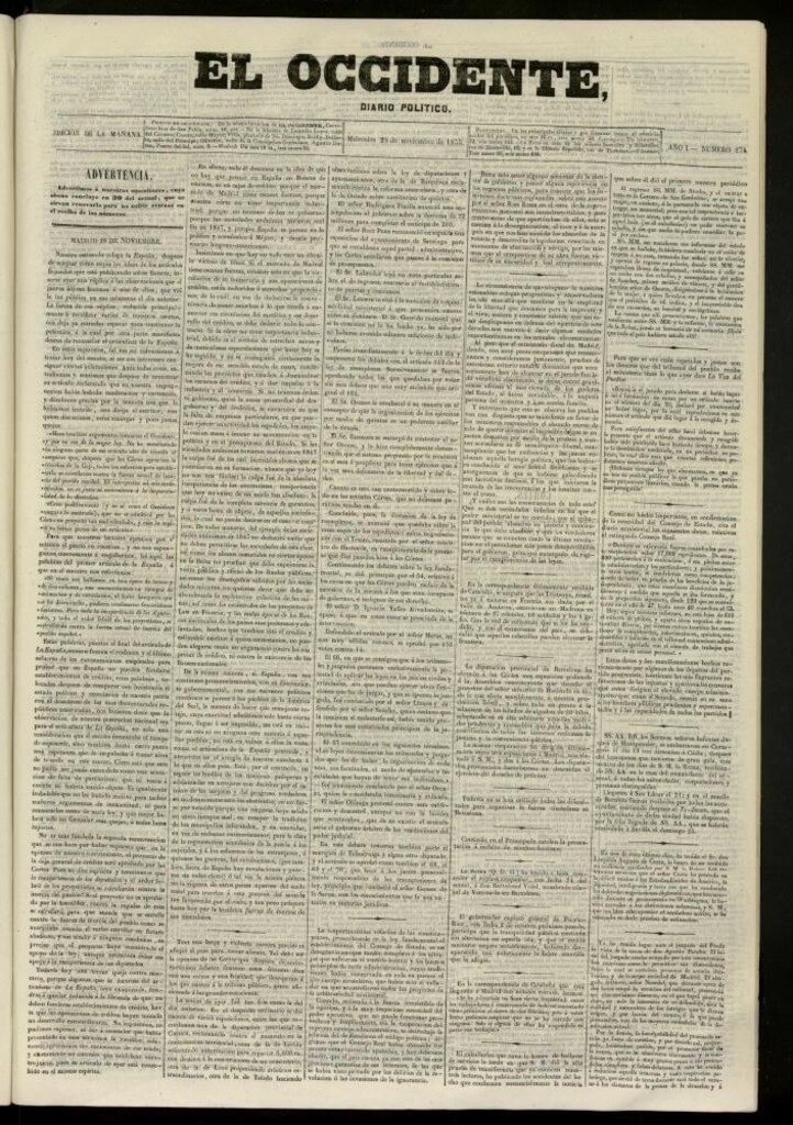 Miniatura de El Occidente: diario político del 28 de noviembre de 1855, nº 274
