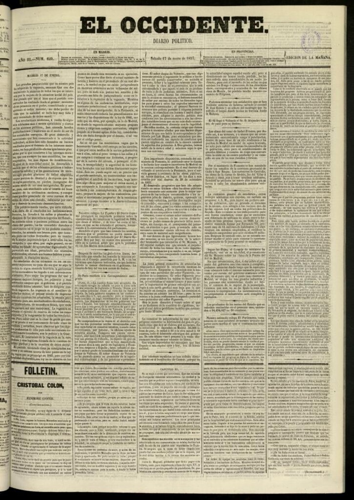 Miniatura de El Occidente: diario político del 17 de enero de 1857, nº 629