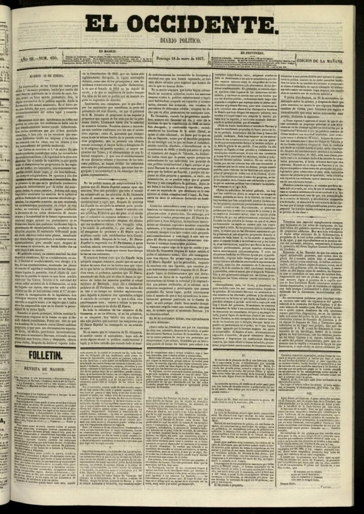 Miniatura de El Occidente: diario político del 18 de enero de 1857, nº 630