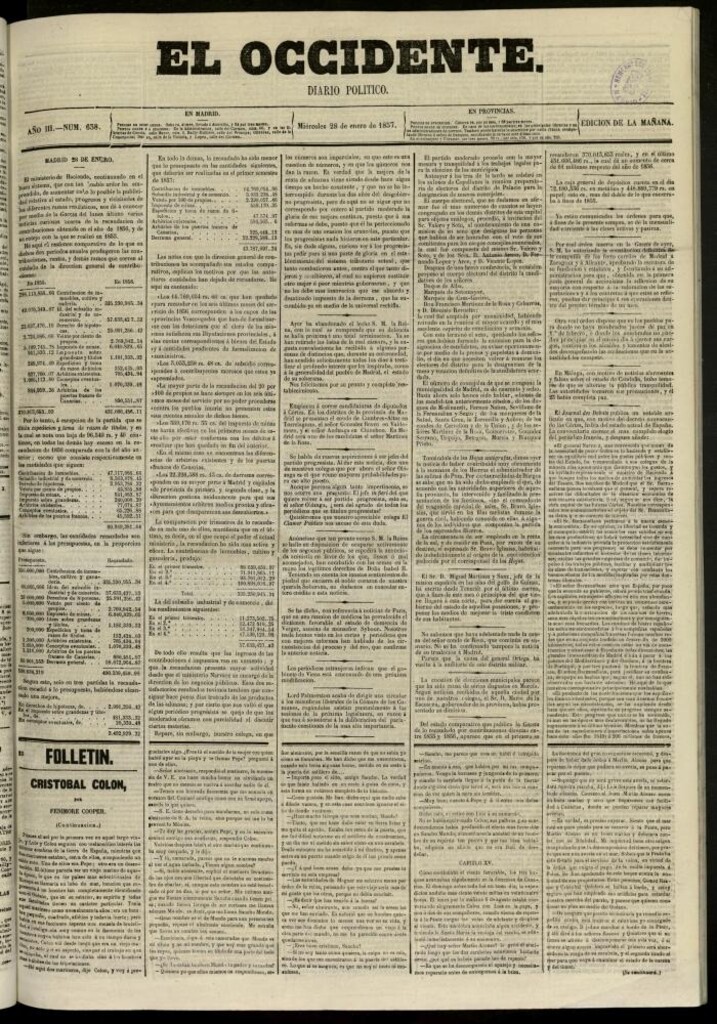 Miniatura de El Occidente: diario político del 28 de enero de 1857, nº 638