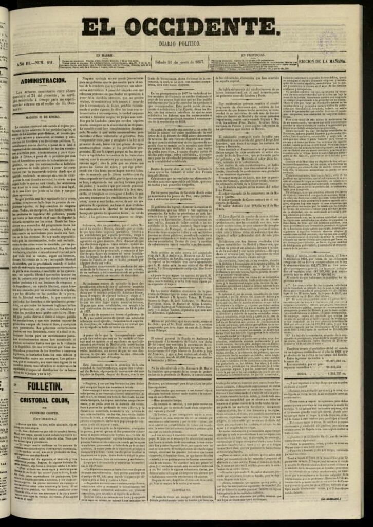 Miniatura de El Occidente: diario político del 31 de enero de 1857, nº 641