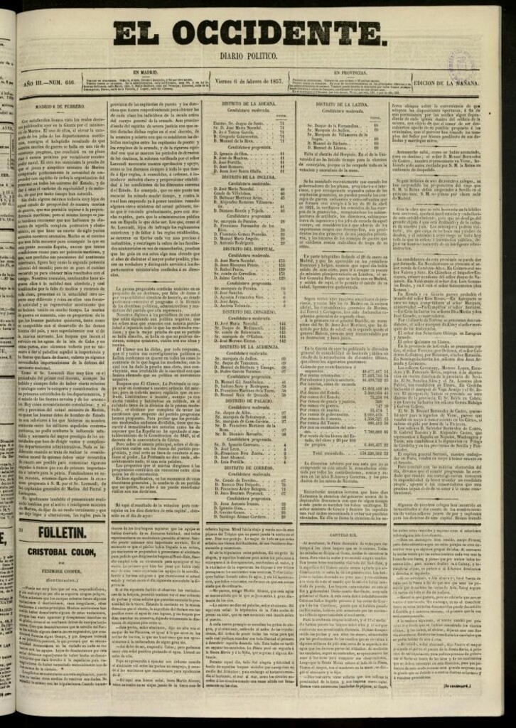 Miniatura de El Occidente: diario político del 6 de febrero de 1857, nº 646