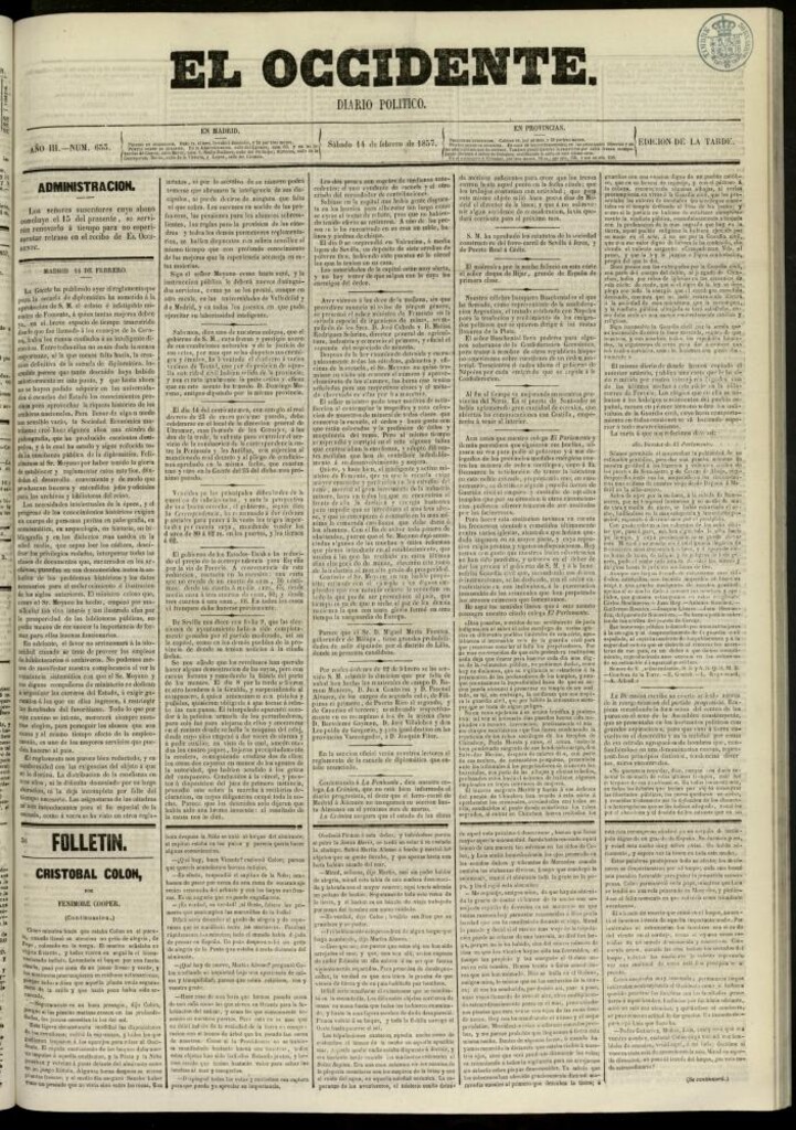 Miniatura de El Occidente: diario político del 14 de febrero de 1857, nº 653