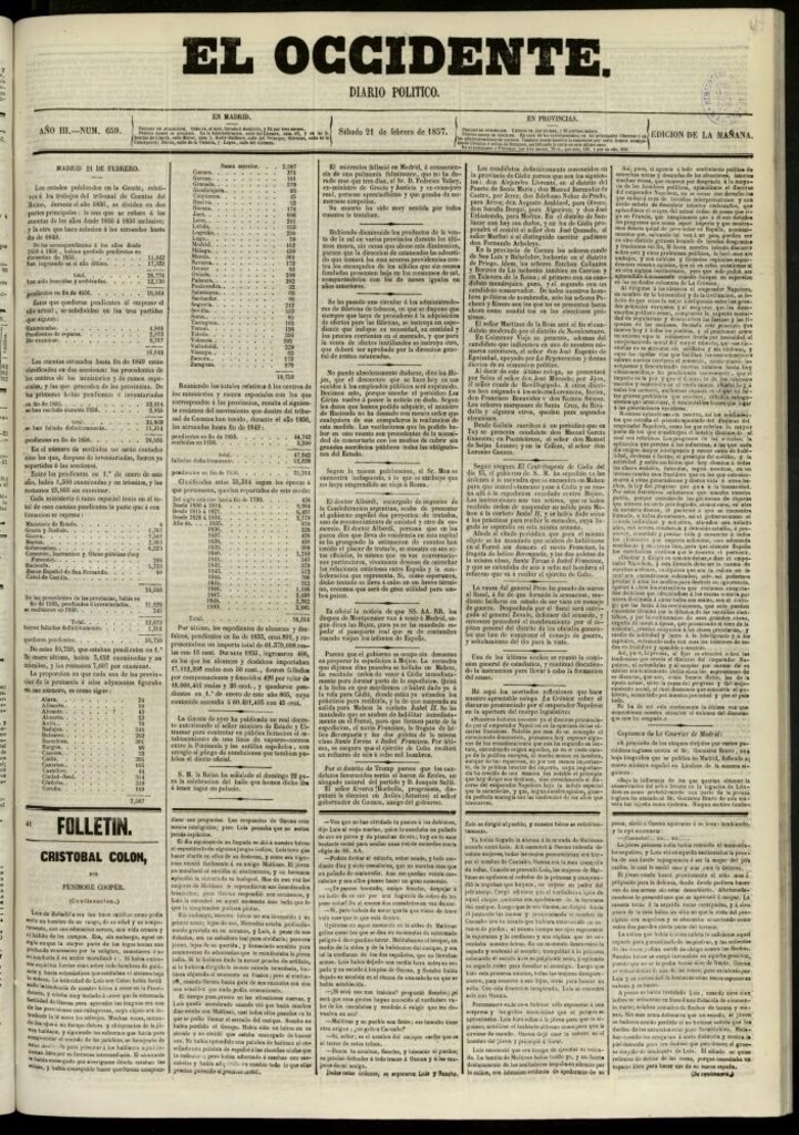 Miniatura de El Occidente: diario político del 21 de febrero de 1857, nº 659
