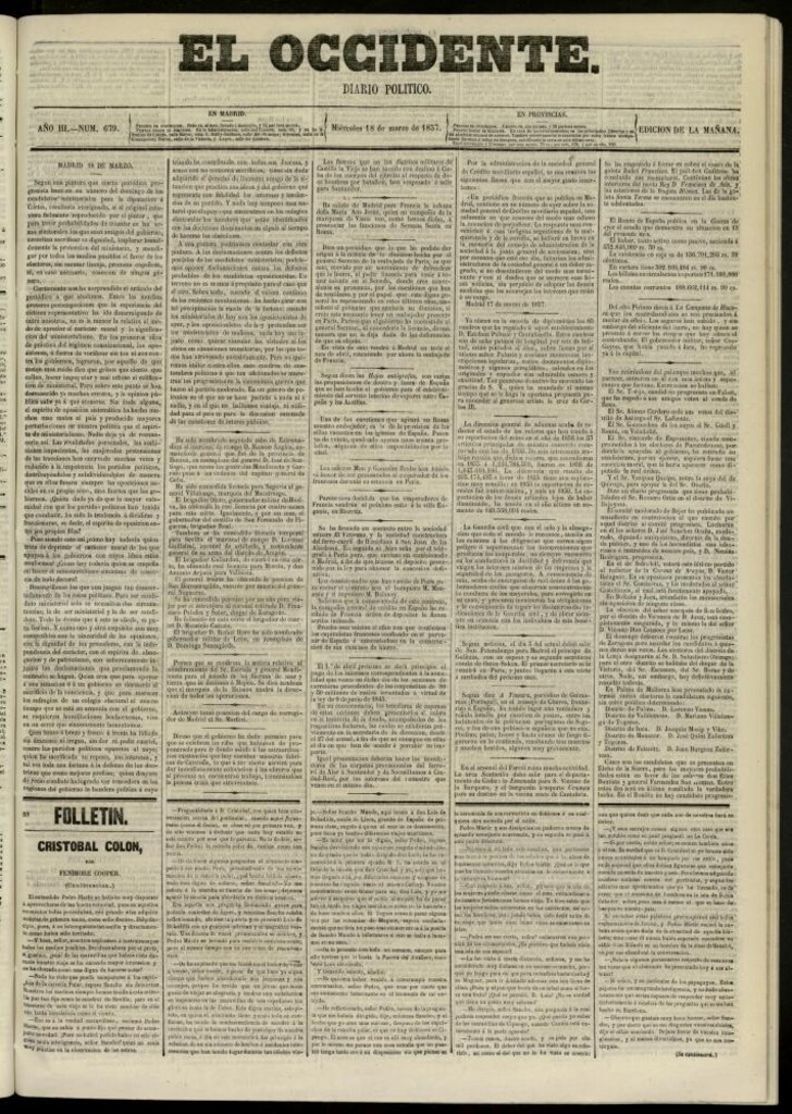 Miniatura de El Occidente: diario político del 18 de marzo de 1857, nº 679