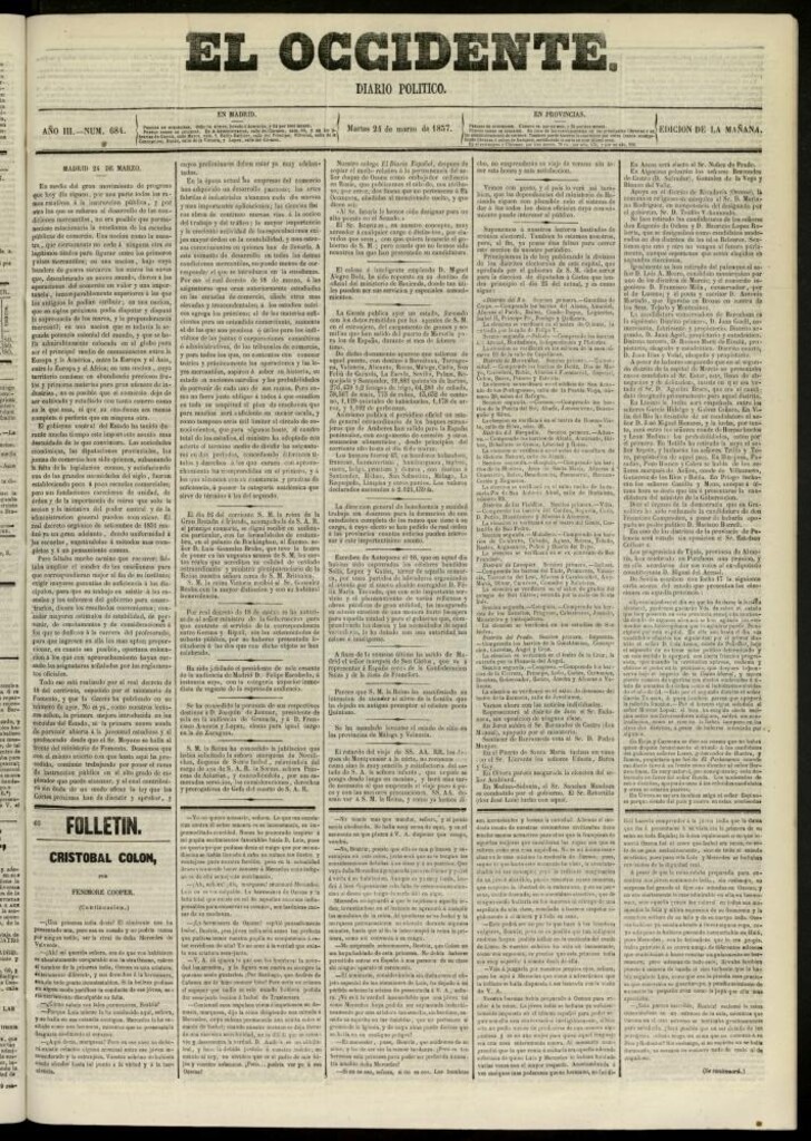 Miniatura de El Occidente: diario político del 24 de marzo de 1857, nº 684
