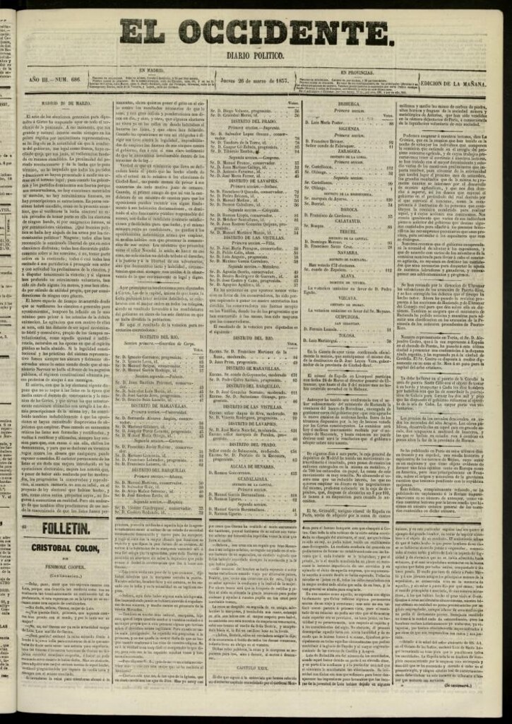 Miniatura de El Occidente: diario político del 26 de marzo de 1857, nº 686