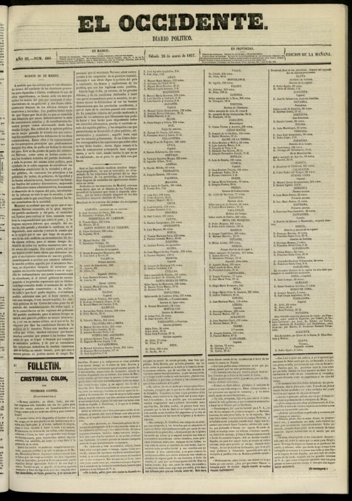 Miniatura de El Occidente: diario político del 28 de marzo de 1857, nº 688