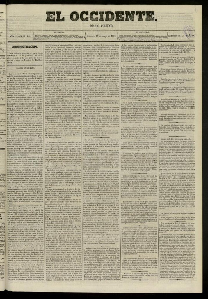 Miniatura de El Occidente: diario político del 17 de mayo de 1857, nº 729