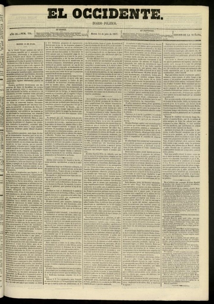 Miniatura de El Occidente: diario político del 14 de julio de 1857, nº 779