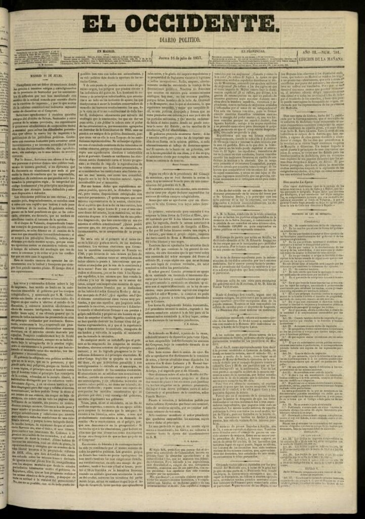 Miniatura de El Occidente: diario político del 16 de julio de 1857, nº 781