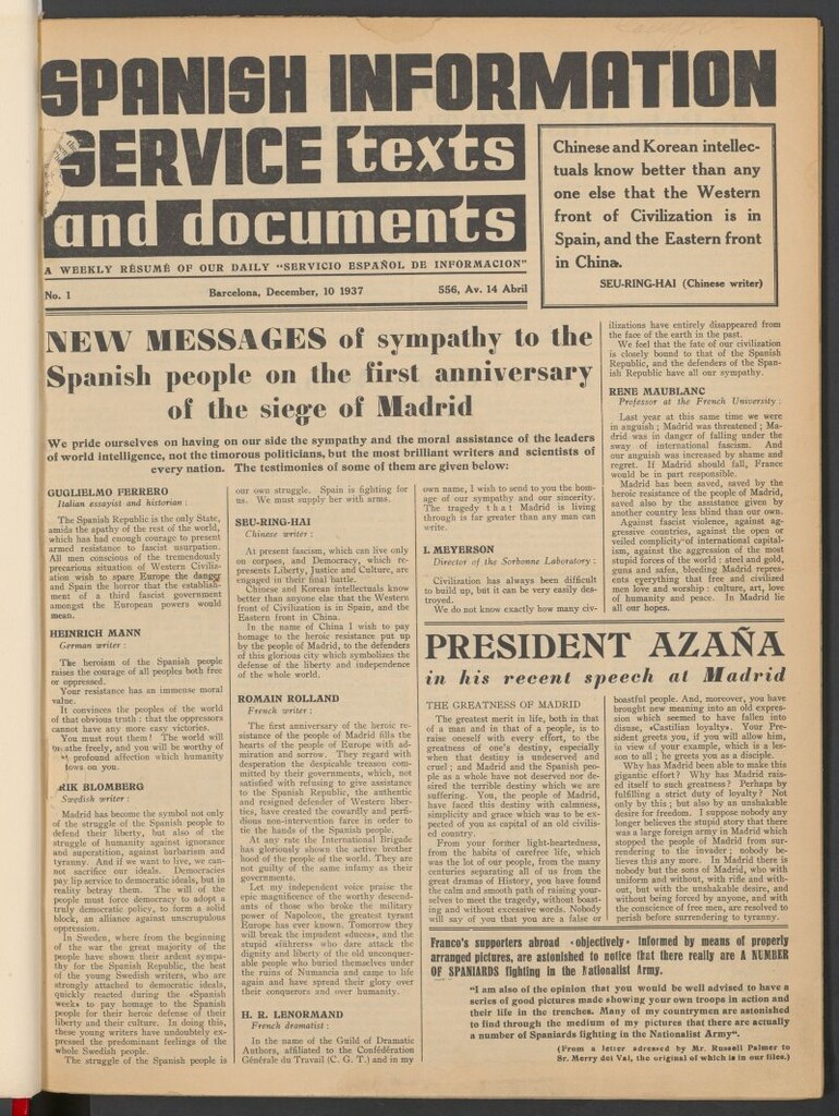 Miniatura de Spanish Information Service :texts and documents
