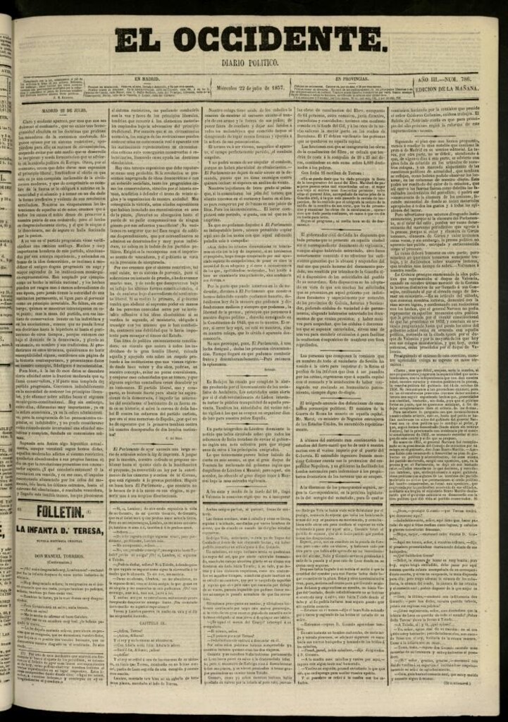Miniatura de El Occidente: diario político del 22 de julio de 1857, nº 786