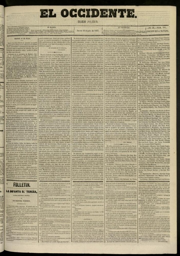 Miniatura de El Occidente: diario político del 23 de julio de 1857, nº 787