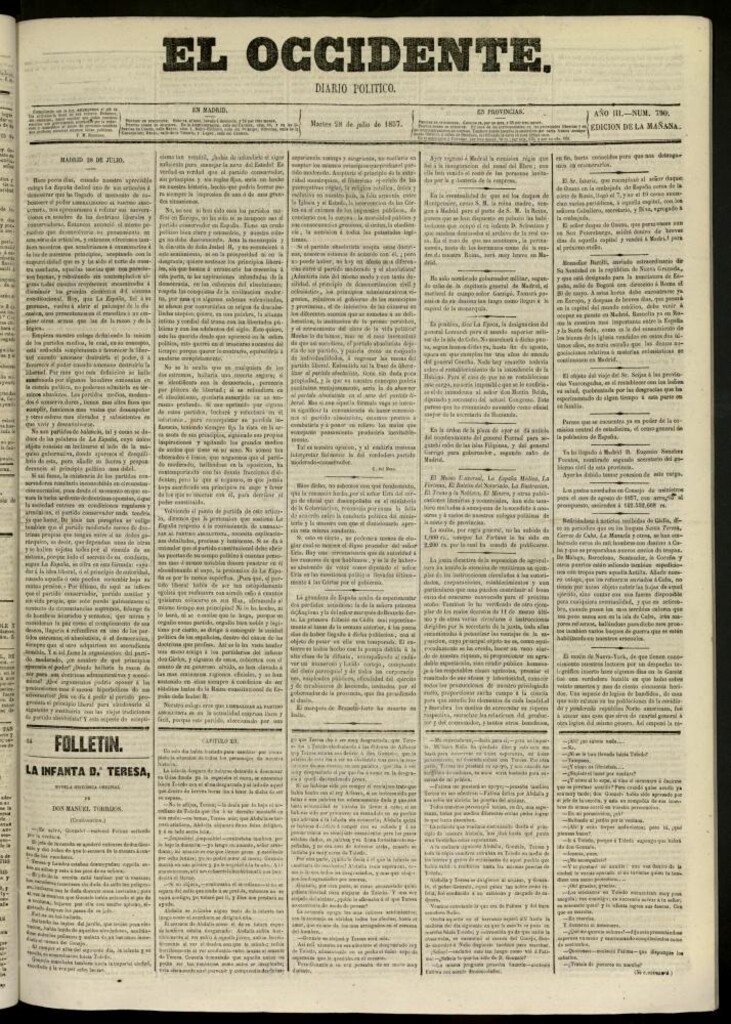 Miniatura de El Occidente: diario político del 28 de julio de 1857, nº 790