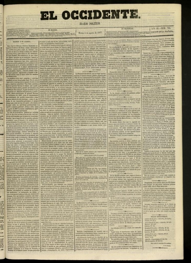 Miniatura de El Occidente: diario político del 4 de agosto de 1857, nº 795