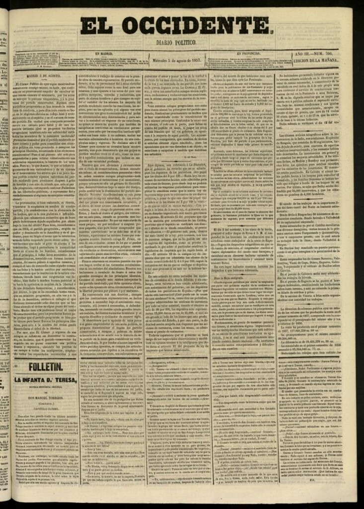 Miniatura de El Occidente: diario político del 5 de agosto de 1857, nº 796
