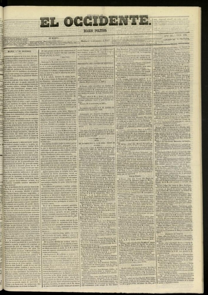 Miniatura de El Occidente: diario político del 1 de diciembre de 1857, nº 896
