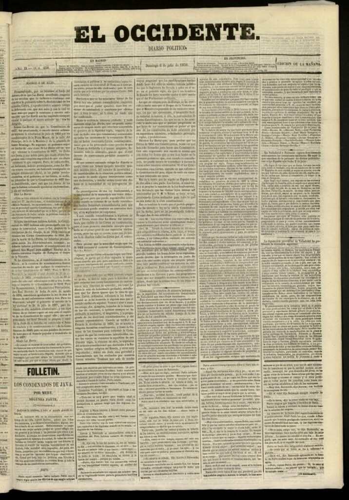 Miniatura de El Occidente: diario político del 6 de julio de 1856, nº 458