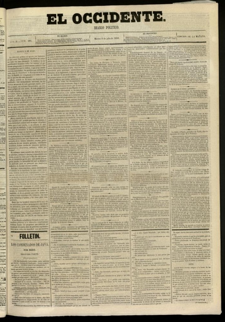 Miniatura de El Occidente: diario político del 8 de julio de 1856, nº 460 [sic]