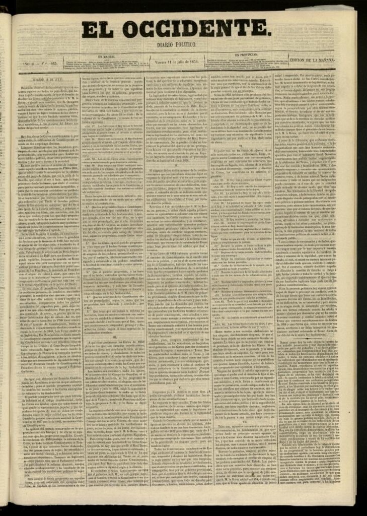 Miniatura de El Occidente: diario político del 11 de julio de 1856, nº 463