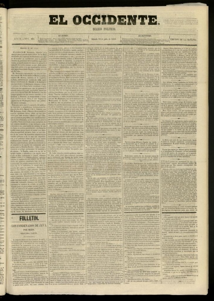 Miniatura de El Occidente: diario político del 12 de julio de 1856, nº 464
