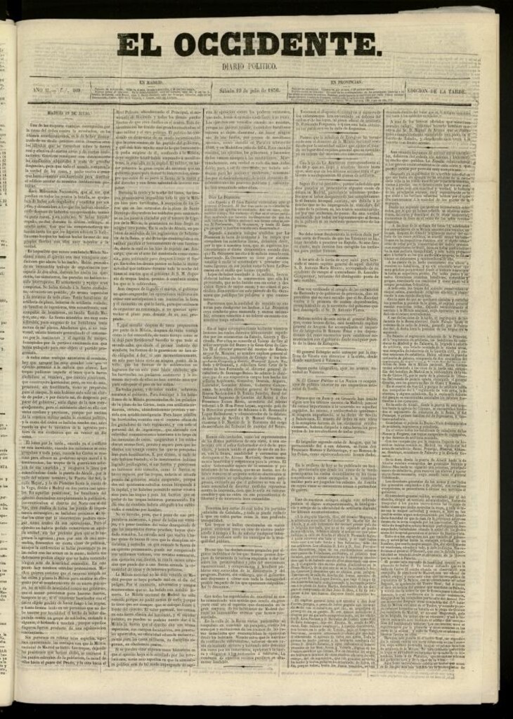 Miniatura de El Occidente: diario político del 19 de julio de 1856, nº 469