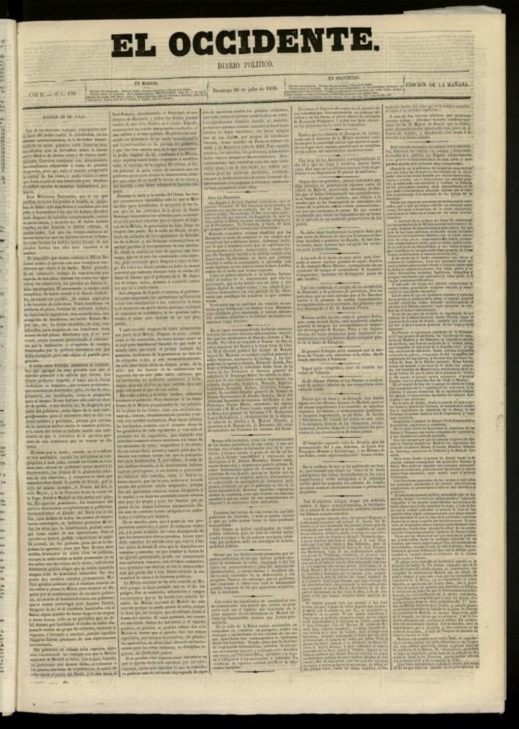 Miniatura de El Occidente: diario político del 20 de julio de 1856, nº 470