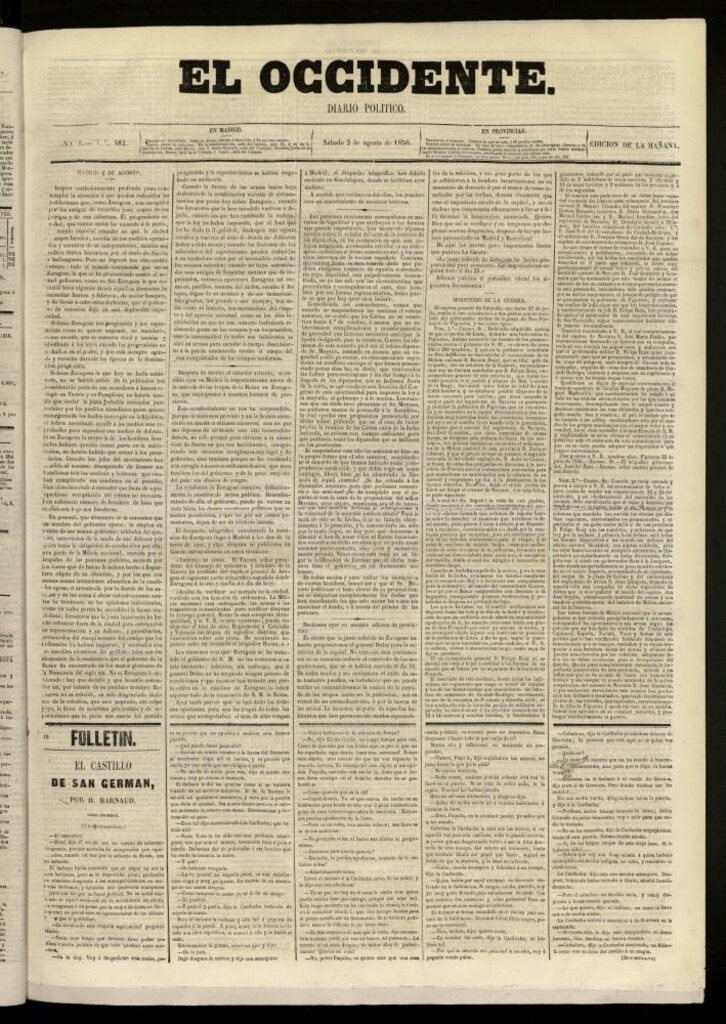 Miniatura de El Occidente: diario político del 2 de agosto de 1856, nº 482