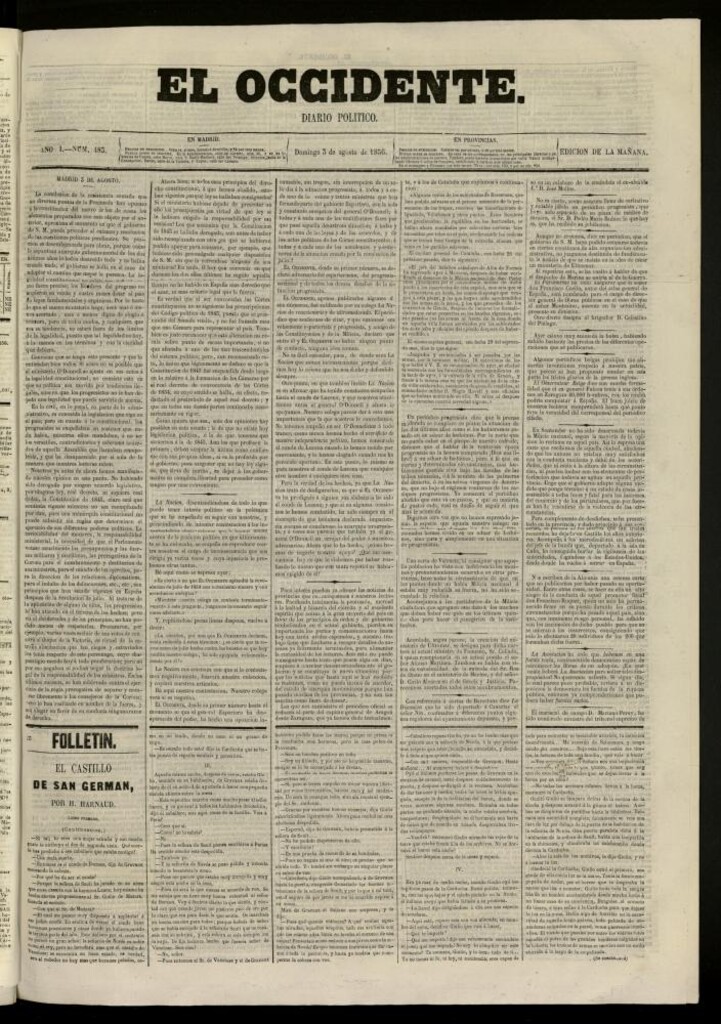 Miniatura de El Occidente: diario político del 3 de agosto de 1856, nº 483